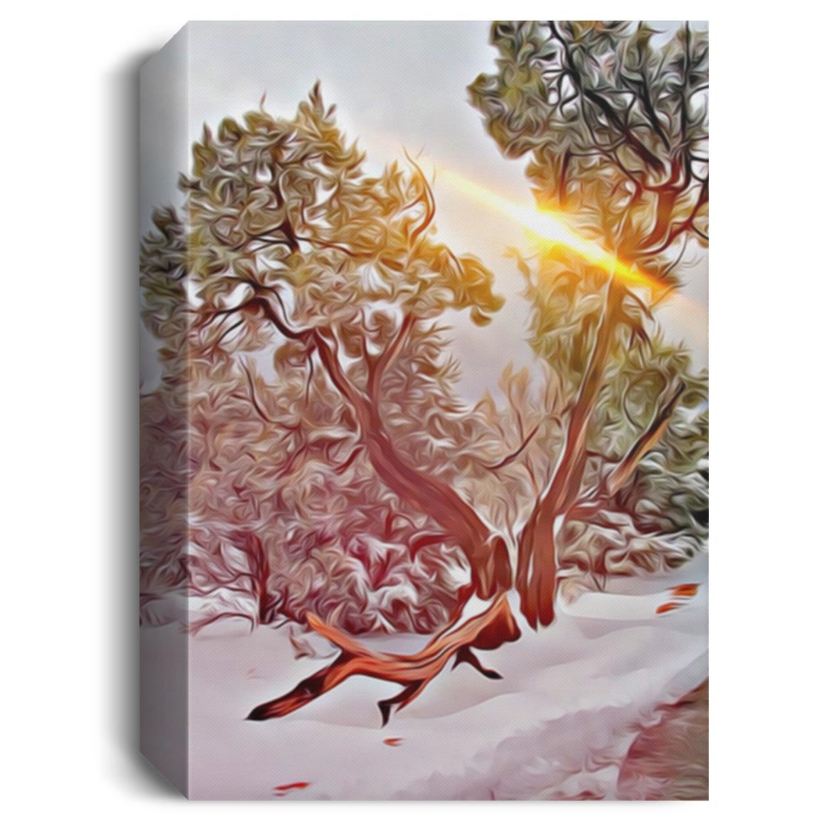 Winter Tree in the Canyon Photo Art Deluxe Portrait Canvas 1.5in Frame