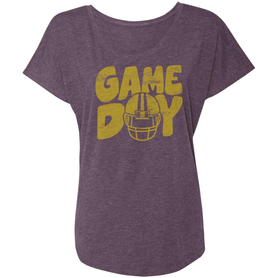 Game Day Helmet Yellow NL6760 Ladies' Triblend Dolman Sleeve