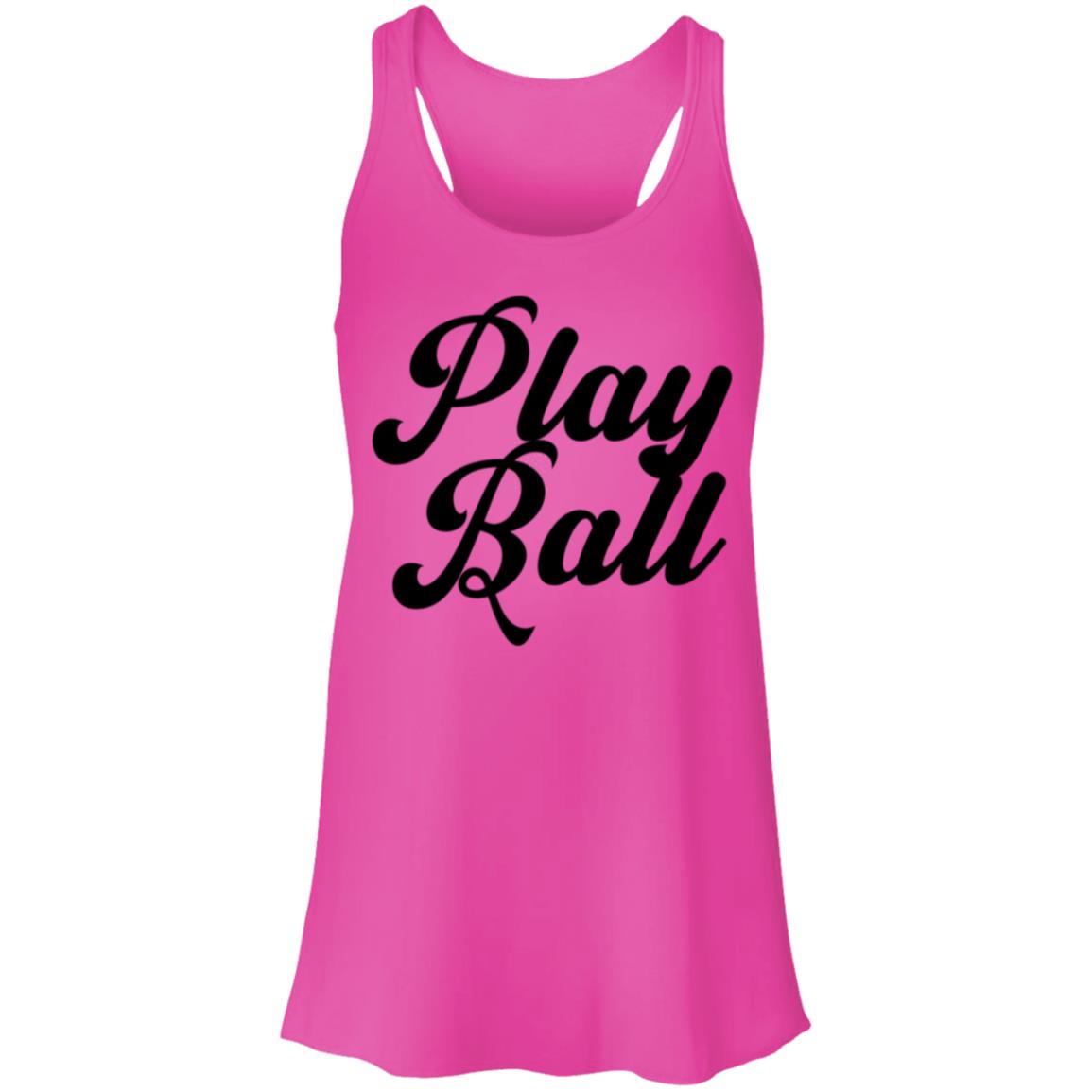 Play Ball Script black B8800 Flowy Racerback Tank