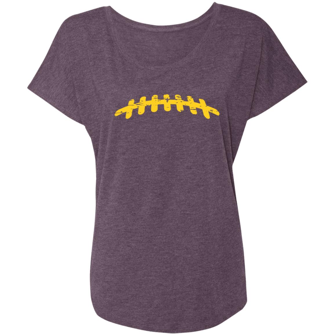 Football Laces Yellow NL6760 Ladies' Triblend Dolman Sleeve