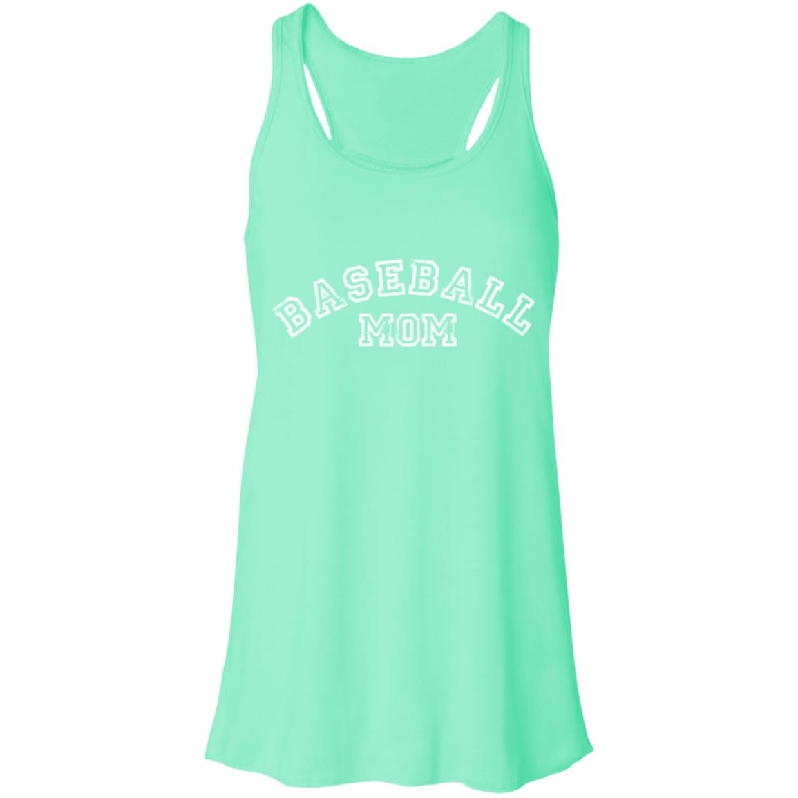 Baseball Mom Curved white B8800 Flowy Racerback Tank