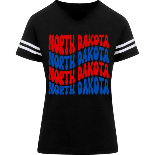 Wavy North Dakota 3537 LAT Womens Football Tee