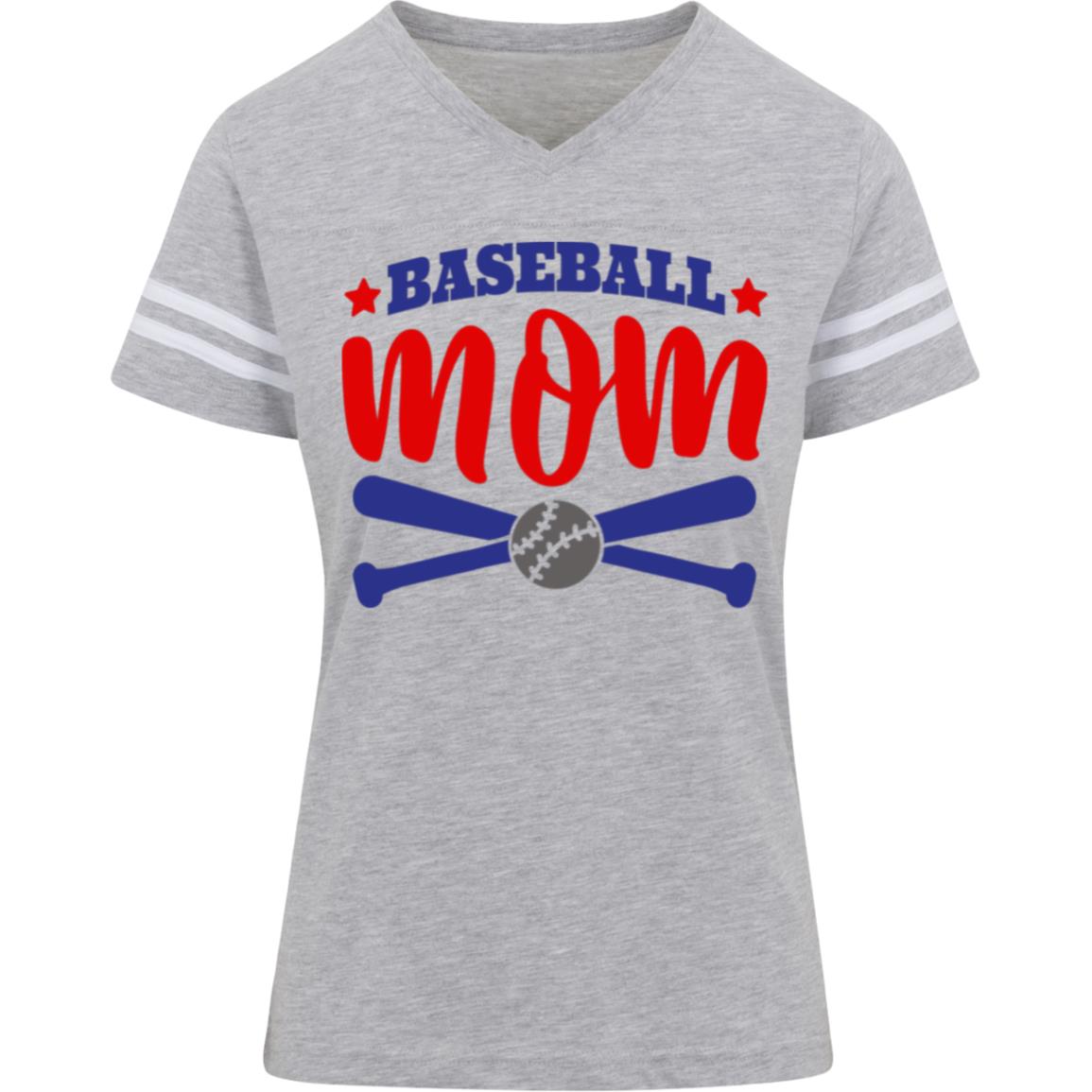 Baseball Mom with Crossed Bats 3537 LAT Womens Football Tee