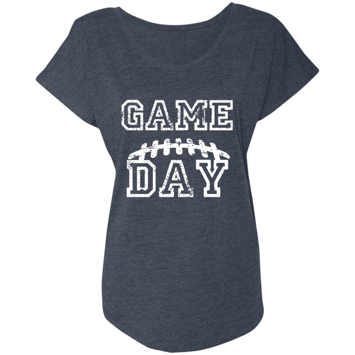 Game Day Football Laces NL6760 Ladies' Triblend Dolman Sleeve