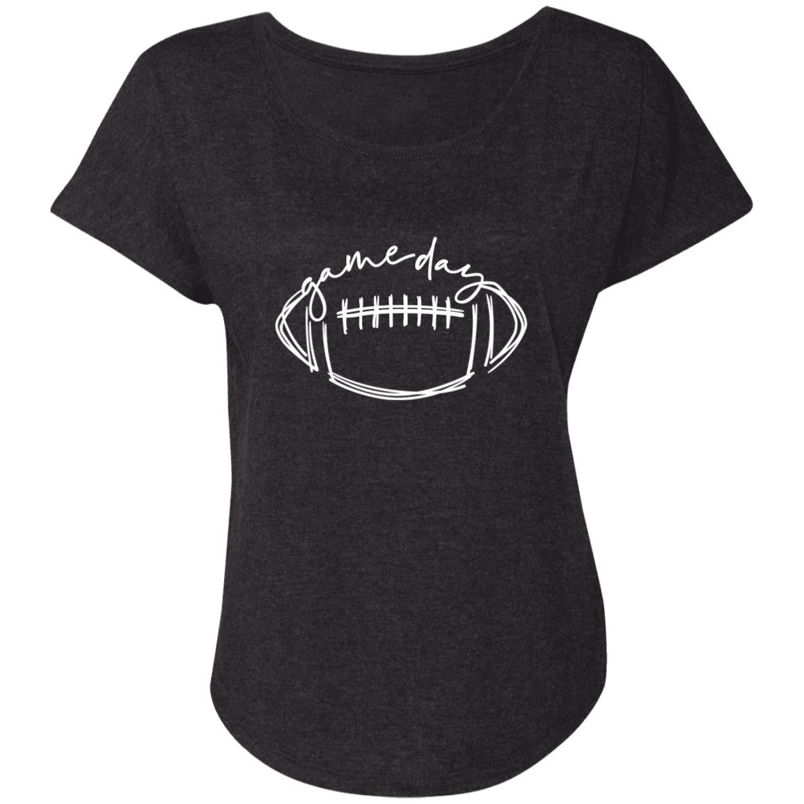 Game Day White Football NL6760 Ladies' Triblend Dolman Sleeve