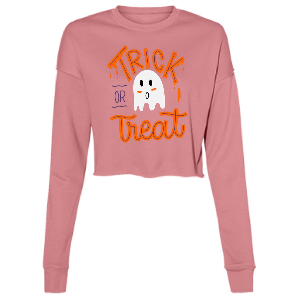 Trick or Treat Ghost B7503 Ladies' Cropped Fleece Crew