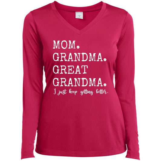 Great Grandma Ladies’ Long Sleeve Performance V-Neck Tee