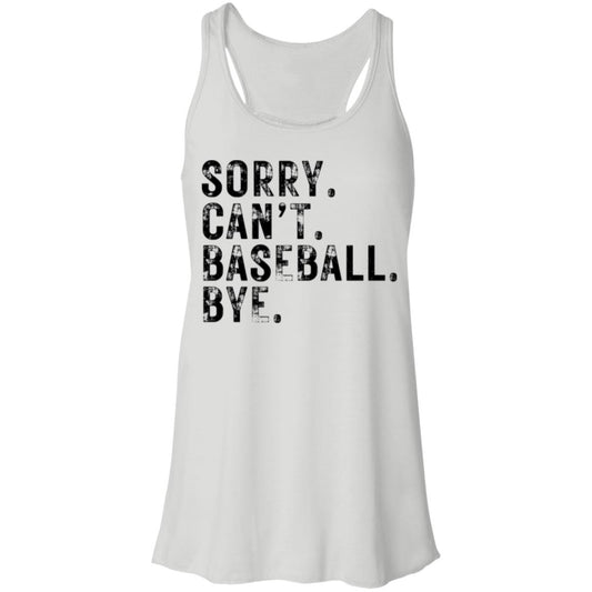 Sorry Can't Baseball black B8800 Flowy Racerback Tank