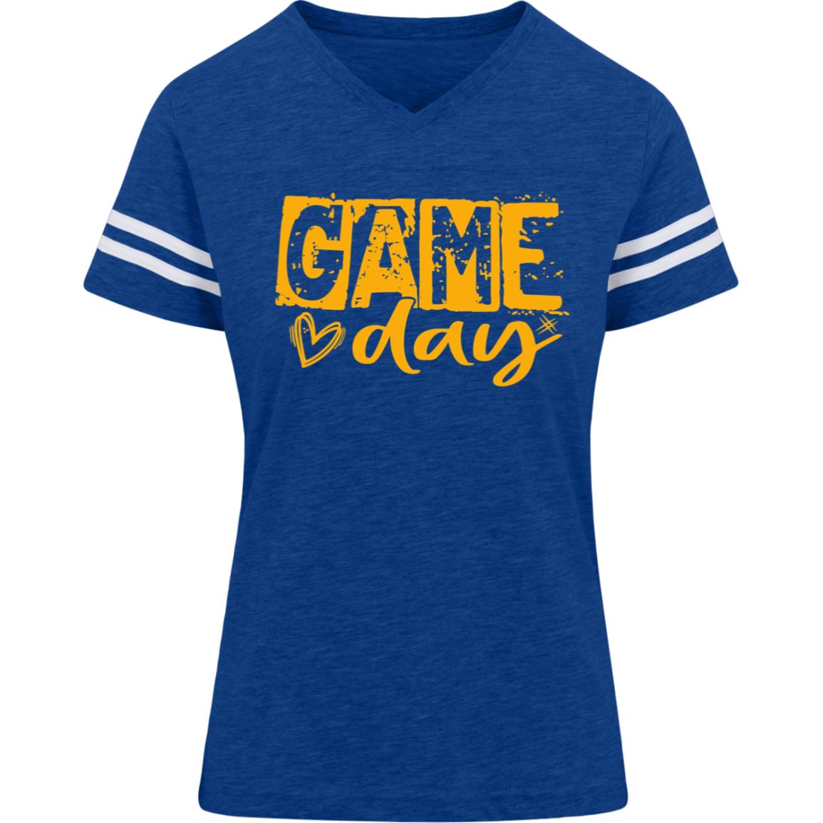 Game Day Grunge Yellow 3537 LAT Womens Football Tee