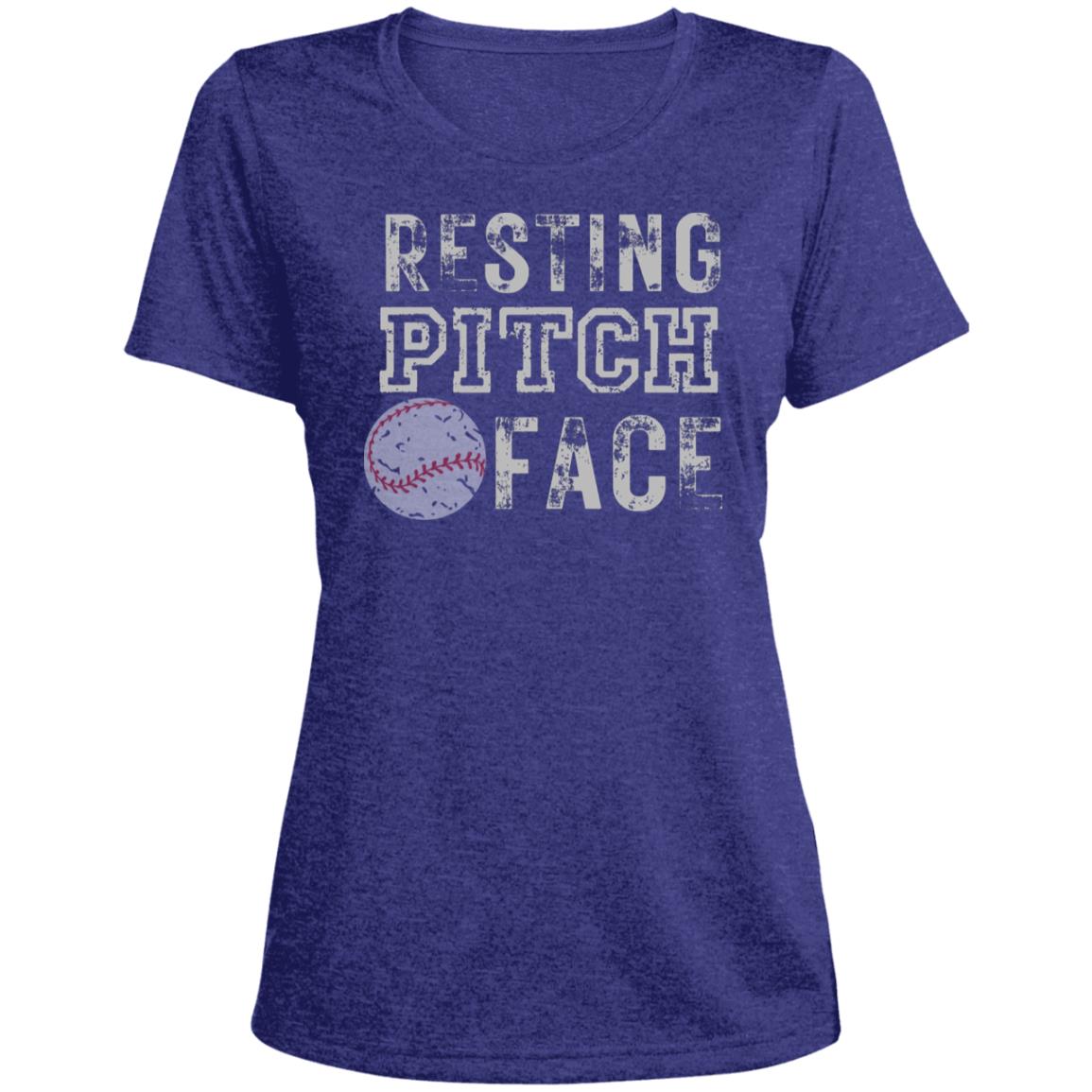 Resting Pitch Face LST360 Ladies' Heather Scoop Neck Performance Tee