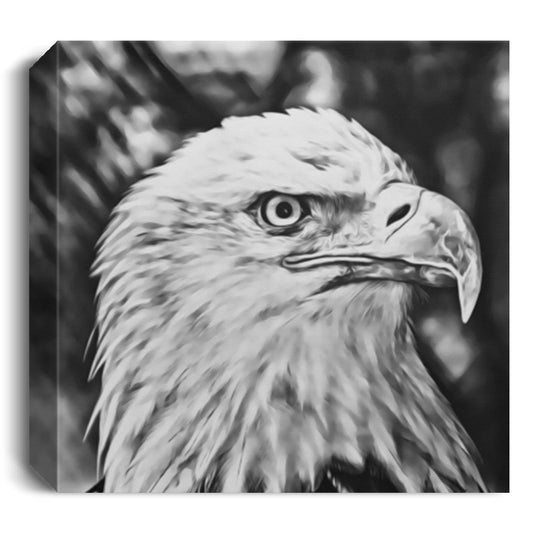 Black and White Eagle Photo Art Deluxe Square Canvas 1.5in Frame