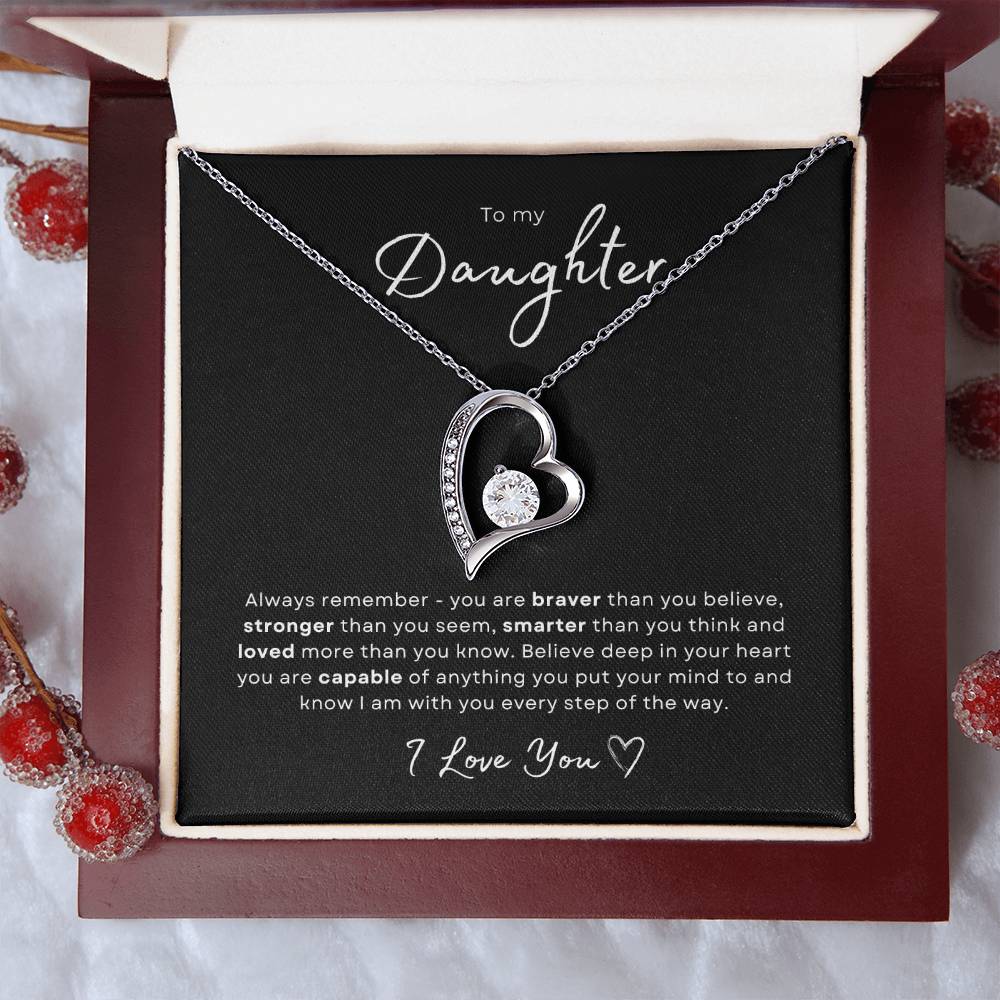 To my Daughter Forever Love Pendant - Silver Card