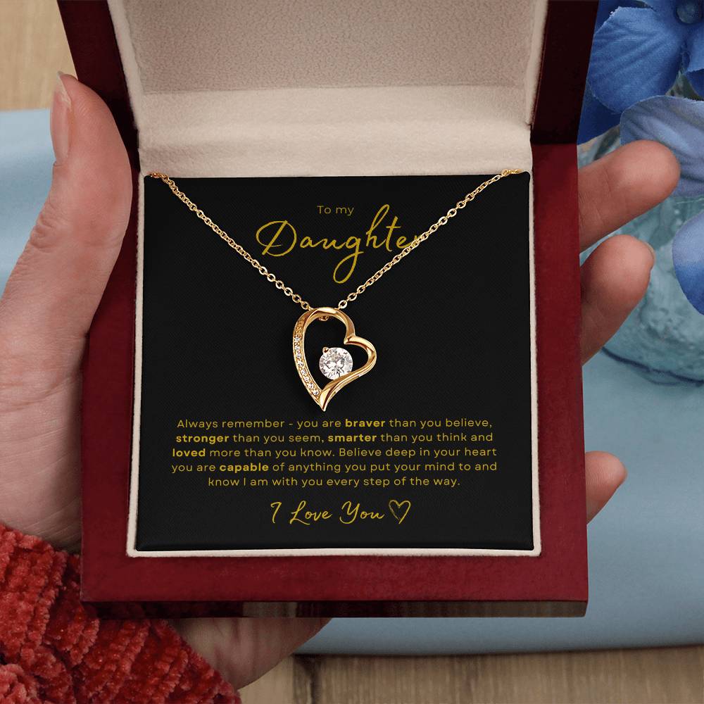 To my Daughter Forever Love Pendant - Gold Card