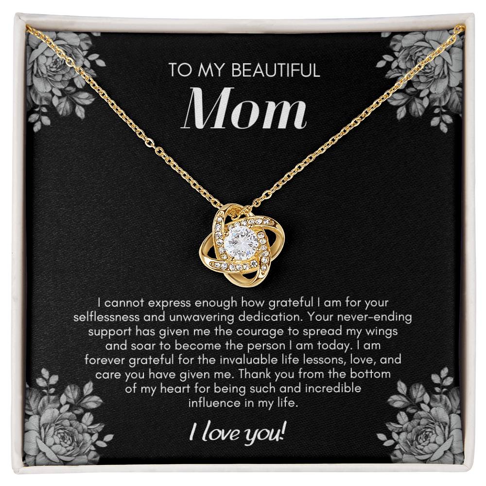 To My Beautiful Mom Love Knot Pendant