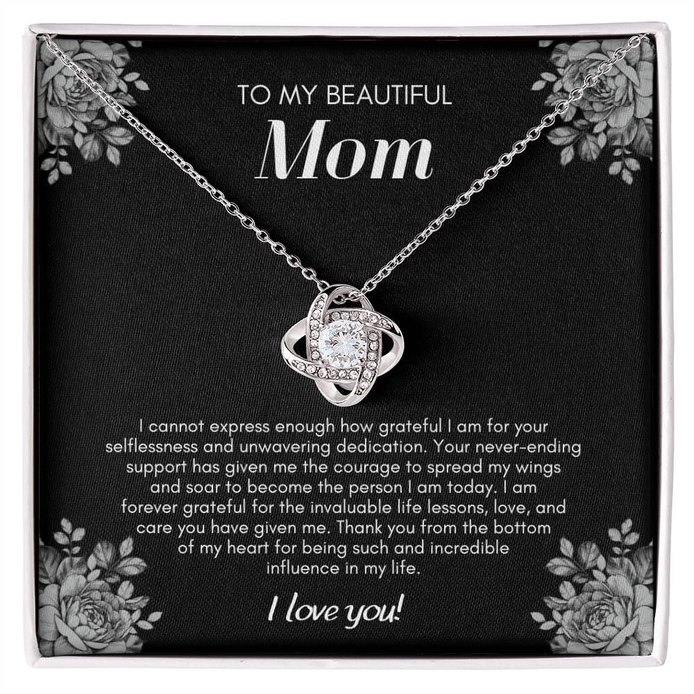 To My Beautiful Mom Love Knot Pendant