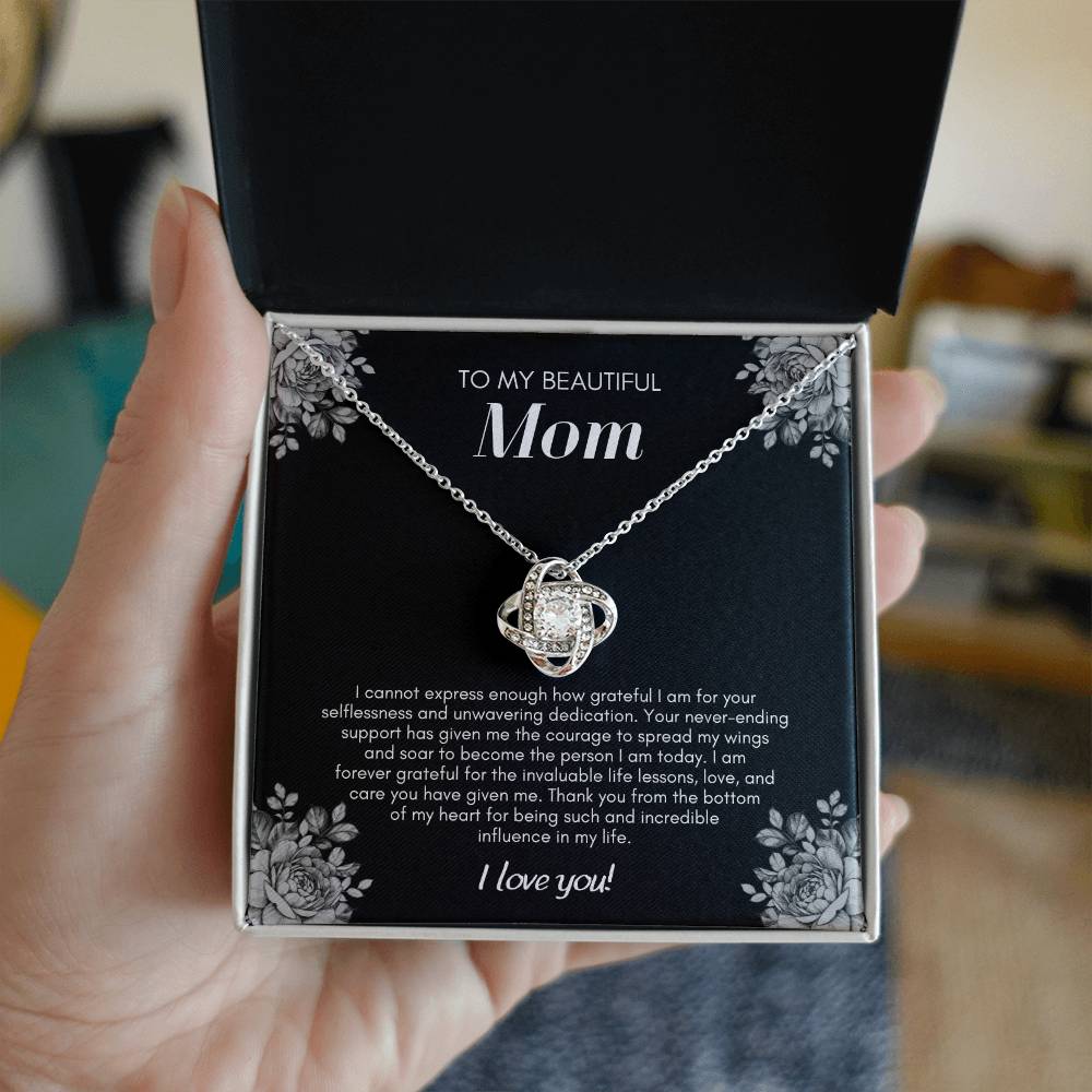 To My Beautiful Mom Love Knot Pendant