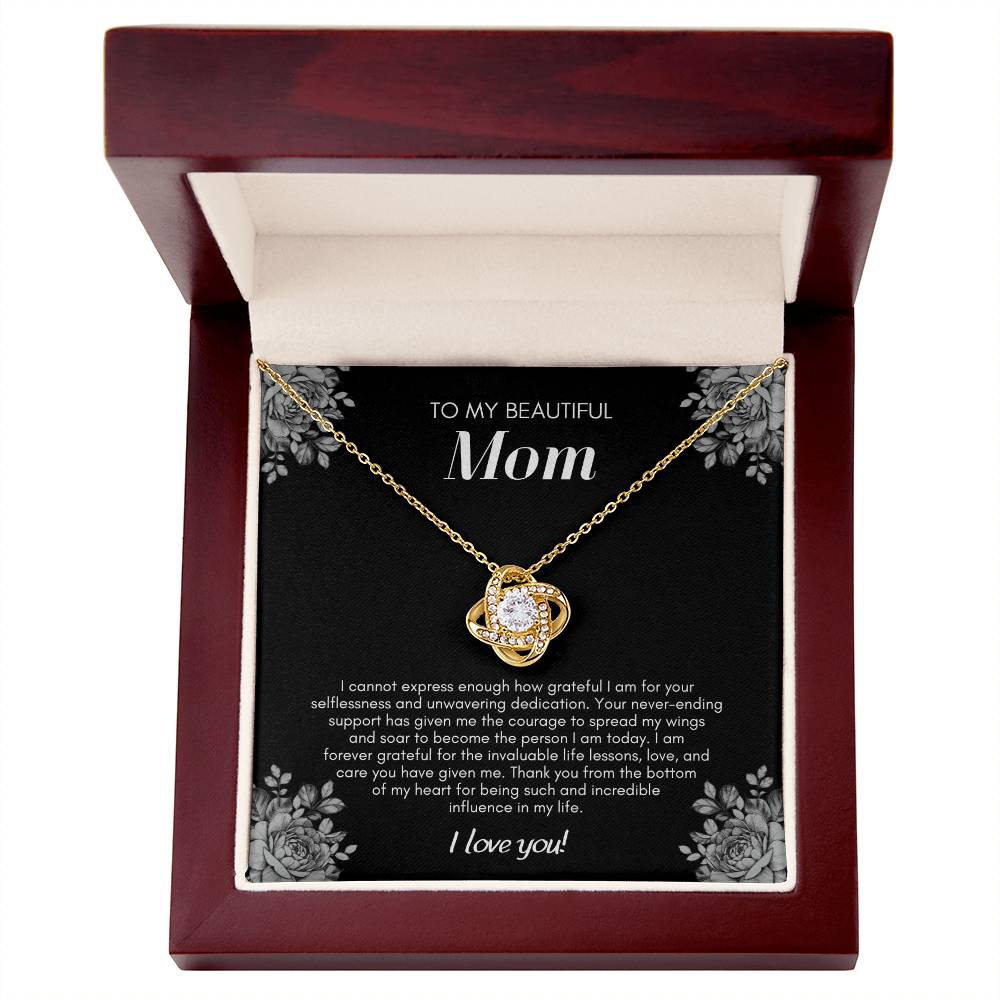 To My Beautiful Mom Love Knot Pendant