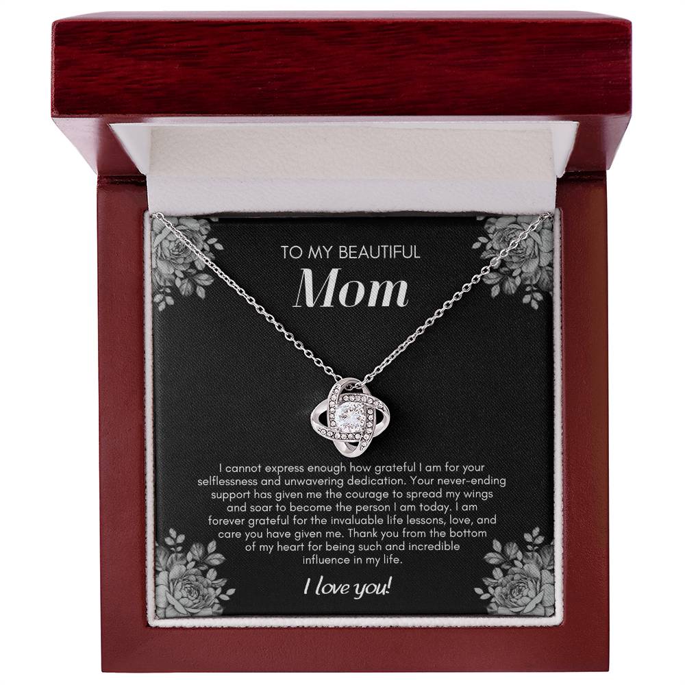 To My Beautiful Mom Love Knot Pendant