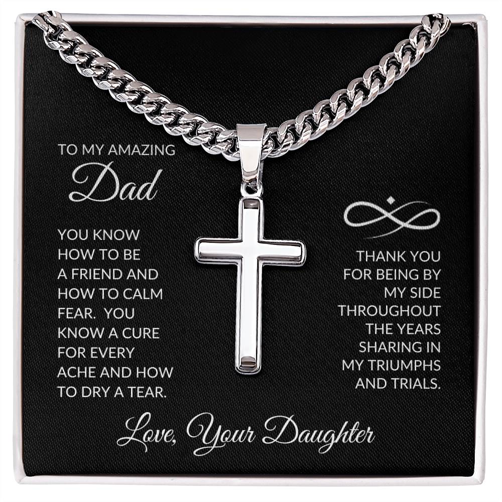 To My Amazing Dad Artisan Cross Necklace