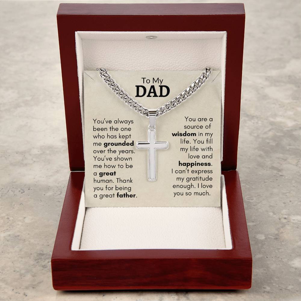 To My Dad Artisan Cross Necklace