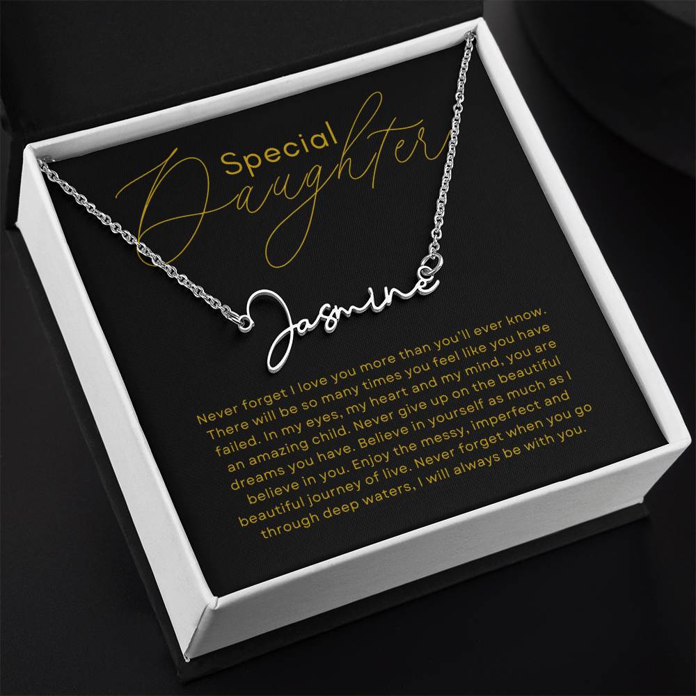 Special Daughter Horizontal Name Pendant - Gold Card