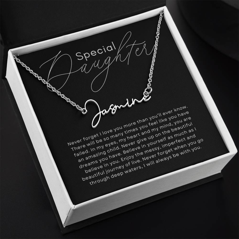 Special Daughter Horizontal Name Pendant - Silver Card