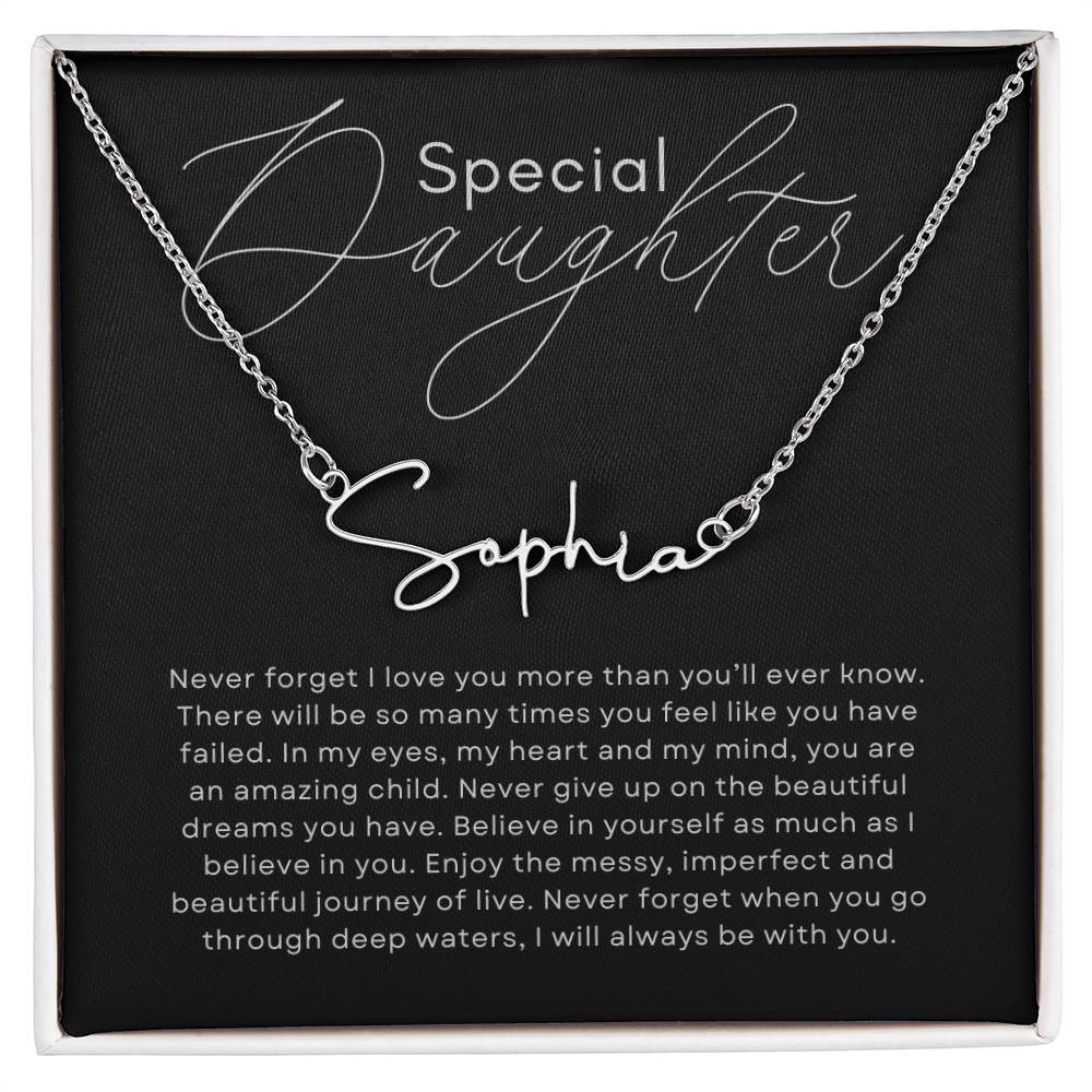 Special Daughter Horizontal Name Pendant - Silver Card