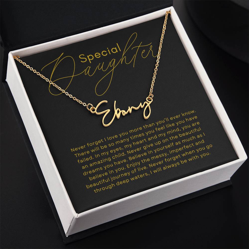 Special Daughter Horizontal Name Pendant - Gold Card