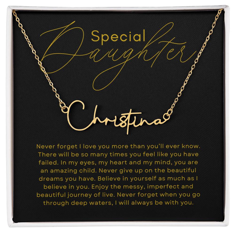 Special Daughter Horizontal Name Pendant - Gold Card