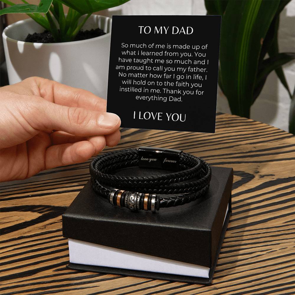 To my Dad Love You Forever Leather Braid Bracelet