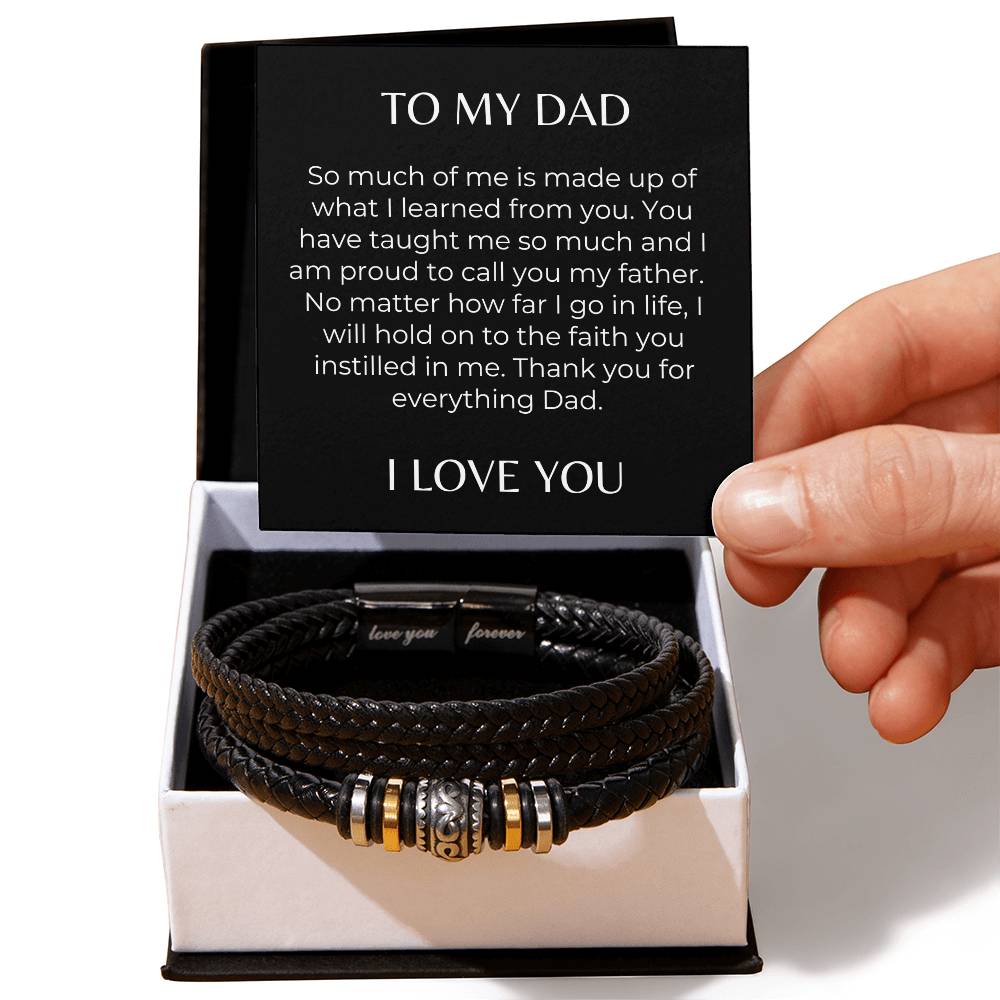 To my Dad Love You Forever Leather Braid Bracelet