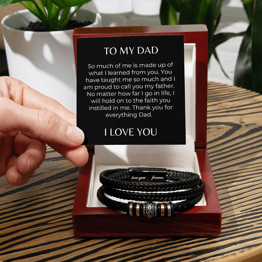 To my Dad Love You Forever Leather Braid Bracelet