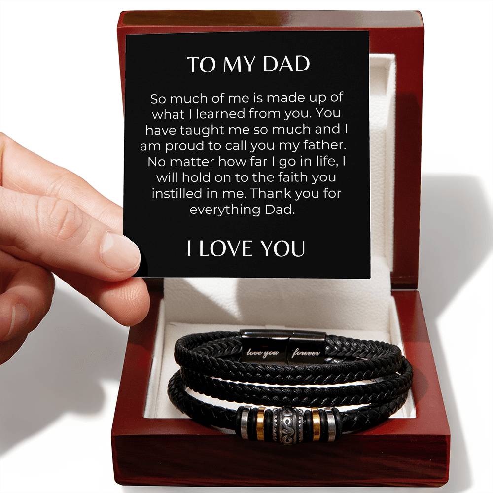 To my Dad Love You Forever Leather Braid Bracelet