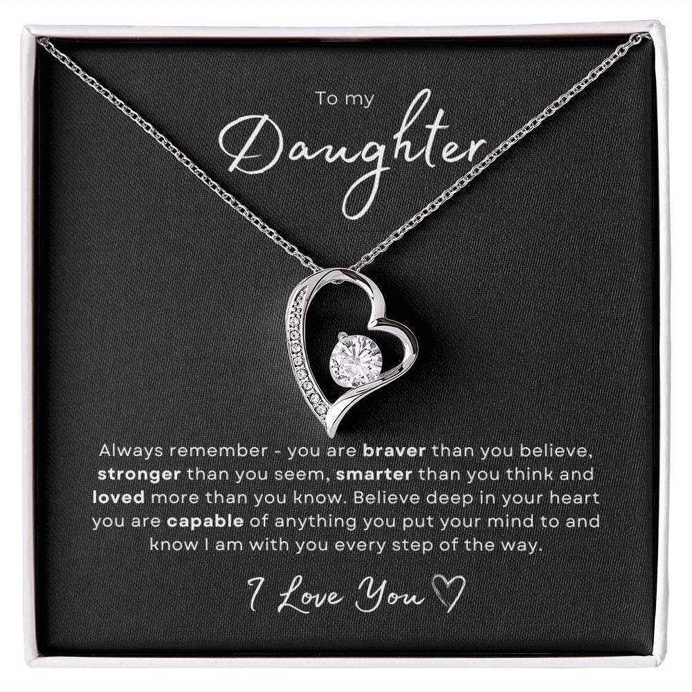 To my Daughter Forever Love Pendant - Silver Card