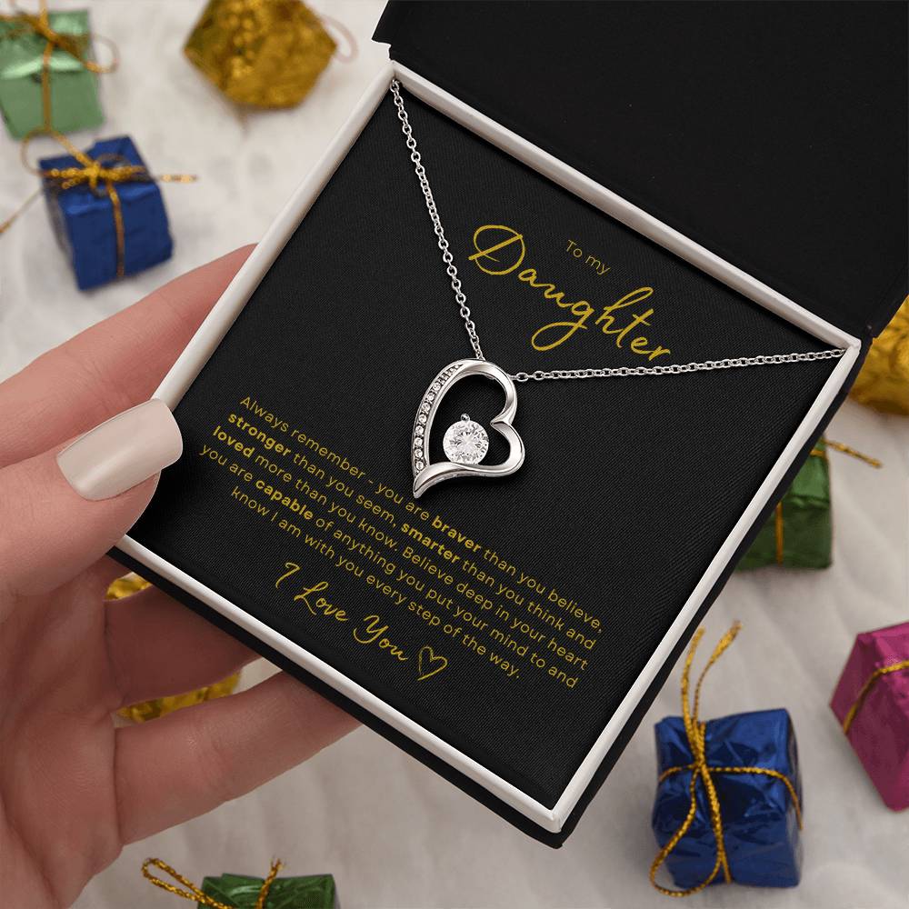 To my Daughter Forever Love Pendant - Gold Card