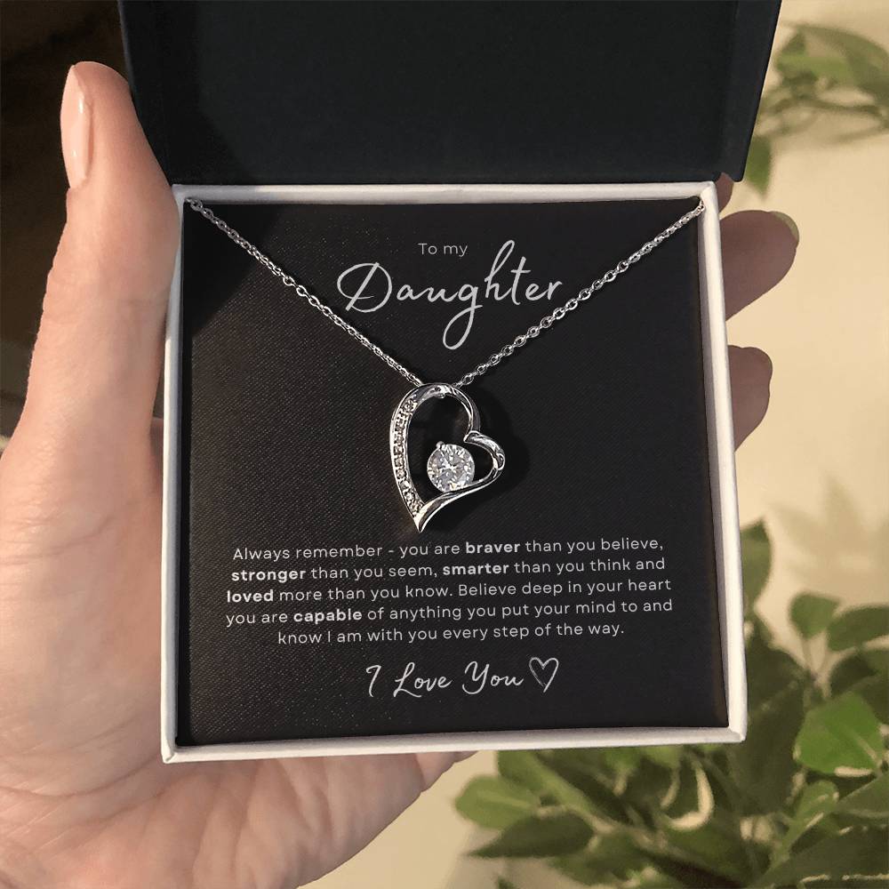 To my Daughter Forever Love Pendant - Silver Card