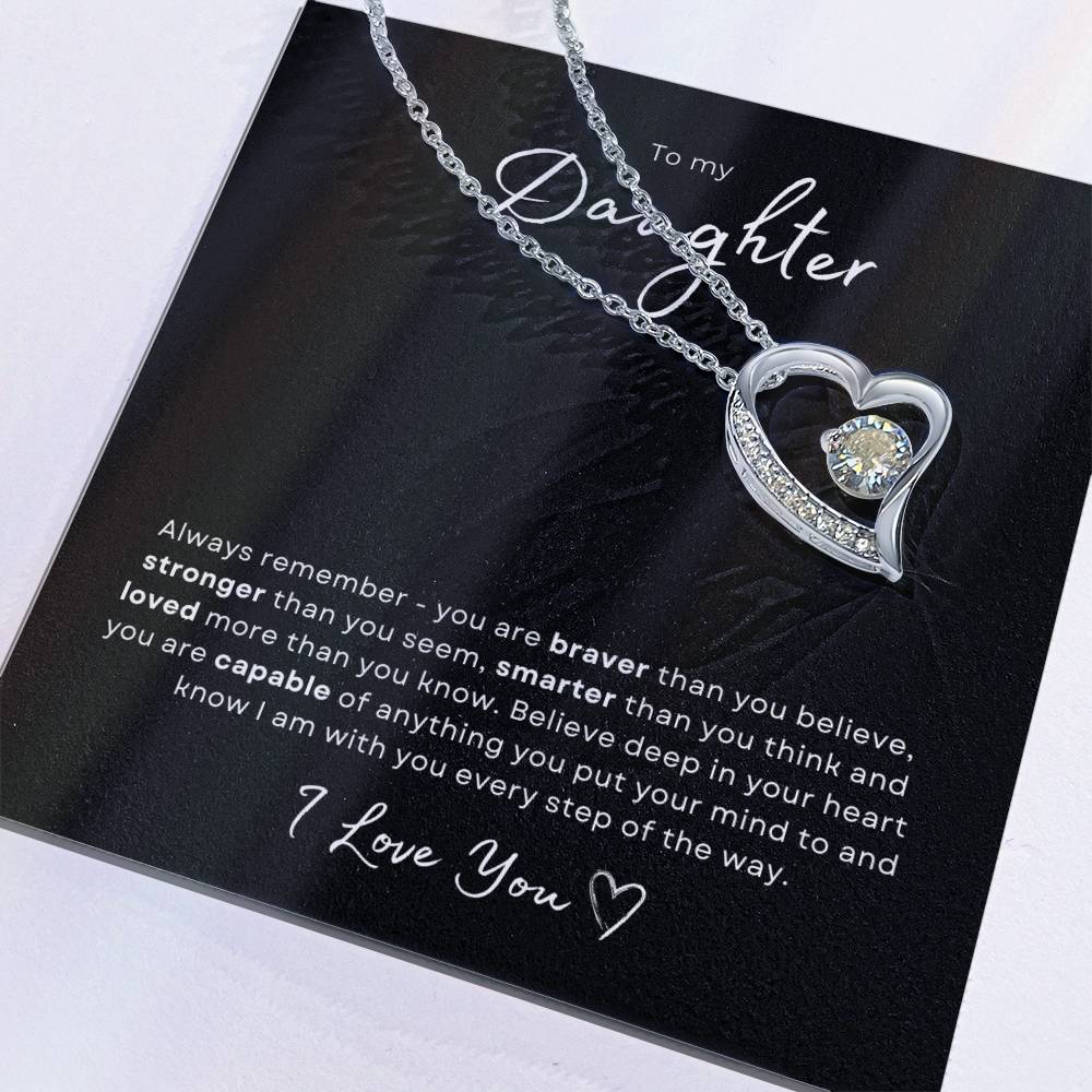 To my Daughter Forever Love Pendant - Silver Card