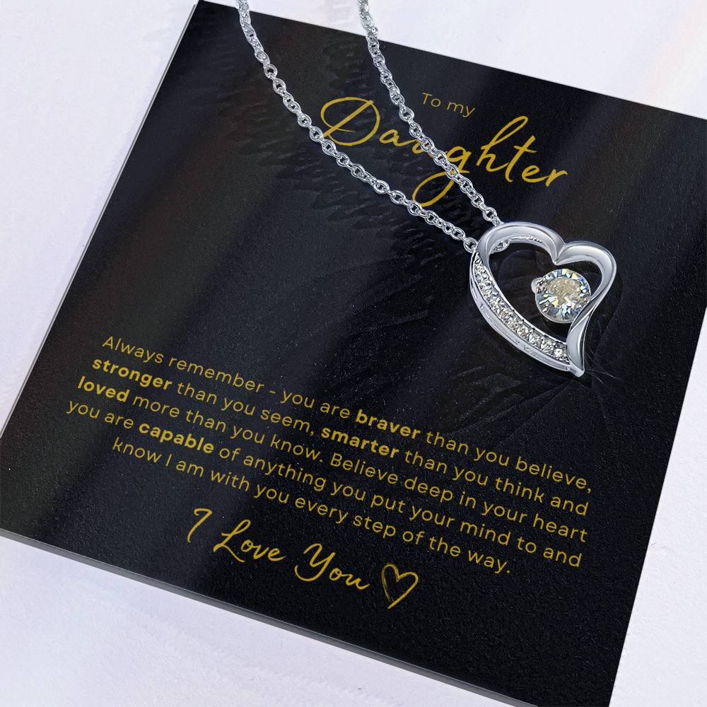 To my Daughter Forever Love Pendant - Gold Card