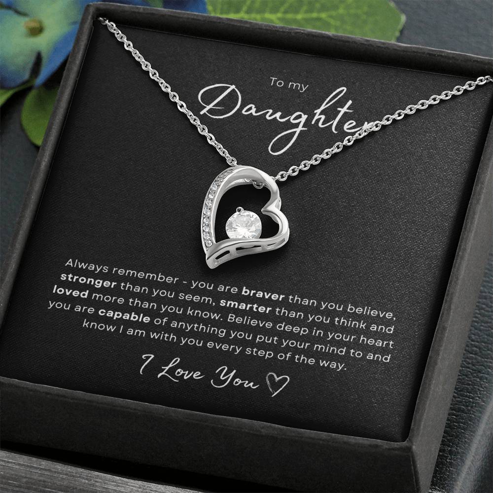 To my Daughter Forever Love Pendant - Silver Card