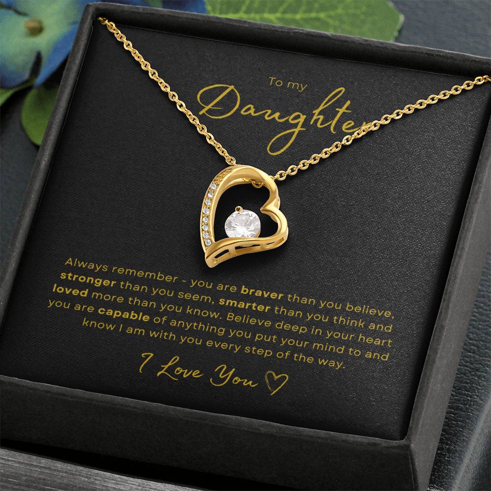 To my Daughter Forever Love Pendant - Gold Card