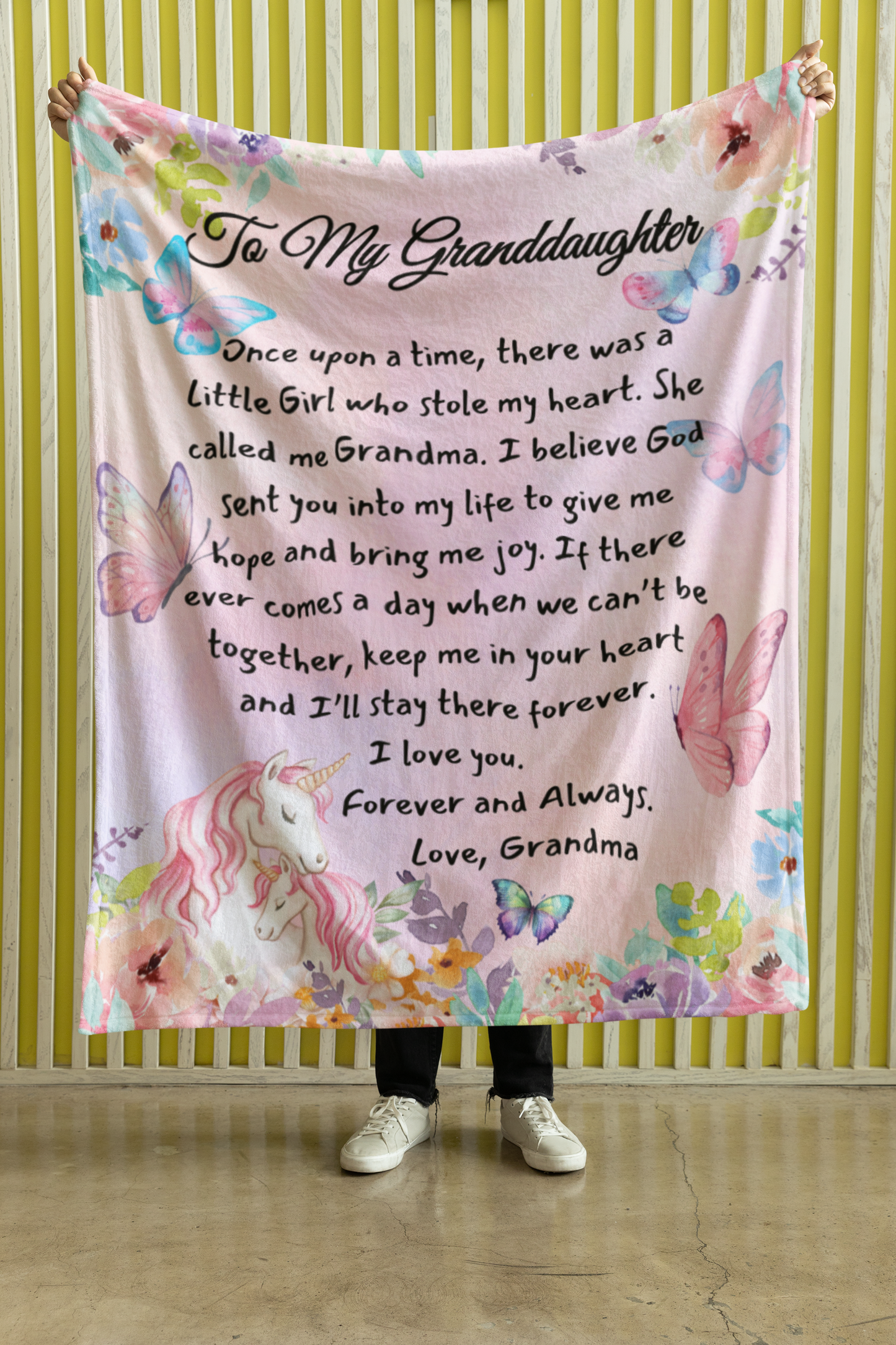 Grandaughter Unicorn and Butterfly Cozy Plush Fleece Blanket - 30x40Cozy Plush Fleece Blanket - 30x40