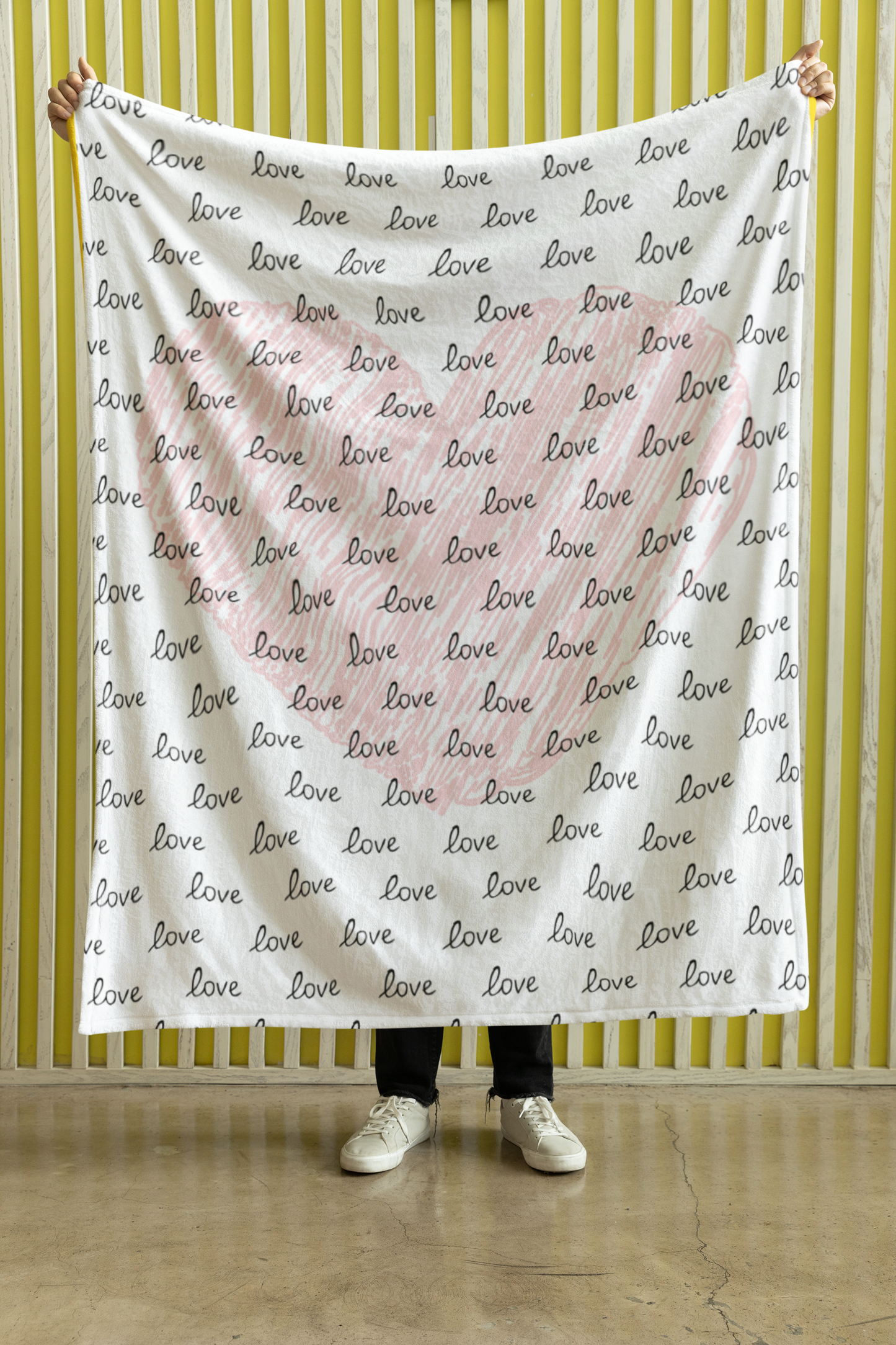 Love Script with Heart VPM Cozy Plush Fleece Blanket - 50x60